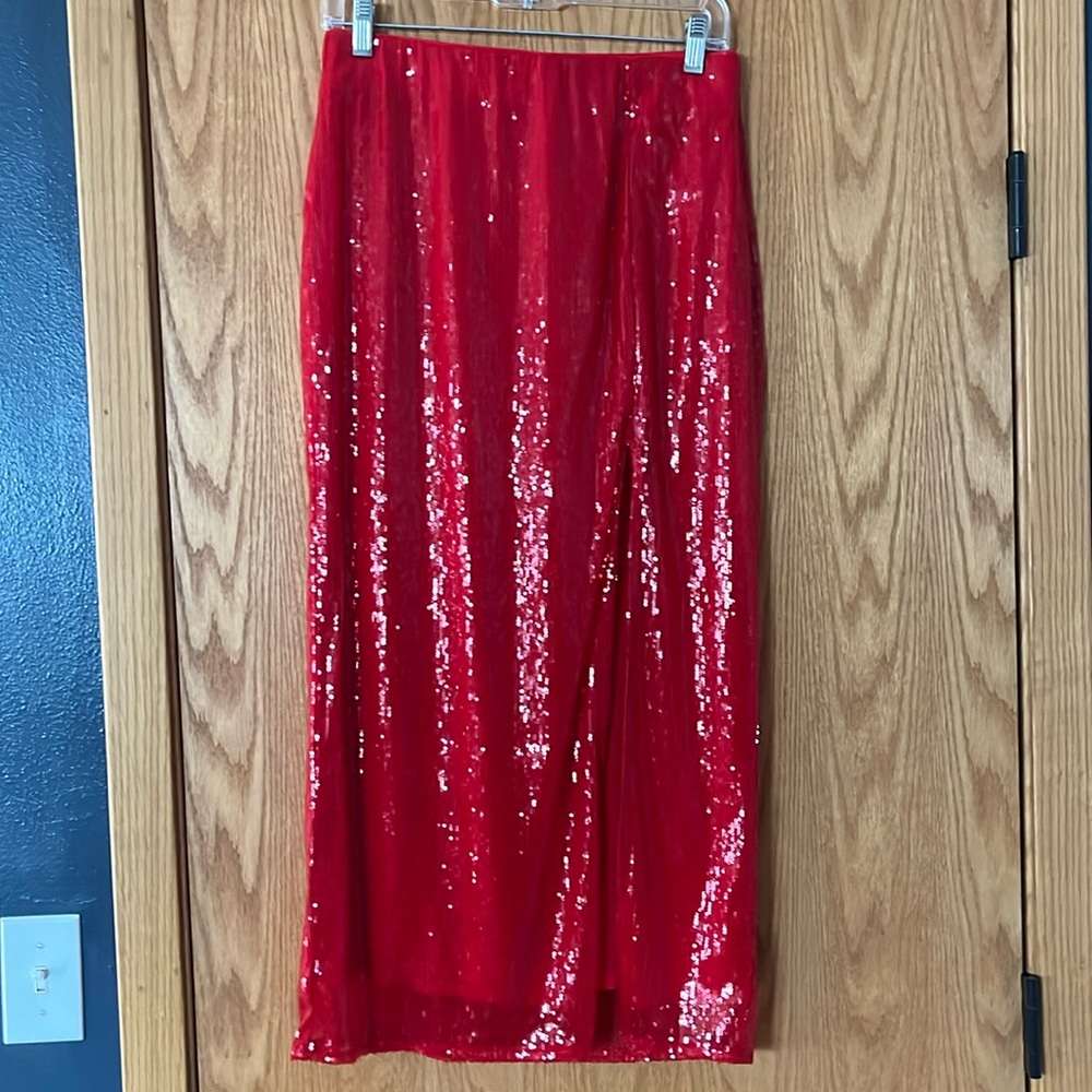 A New Day Red Maxi Sequin Skirt